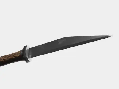 Seax Knife Engraved Low-poly 3D model