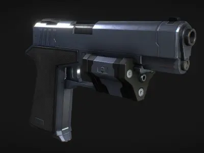 Falcon 2 gun with scope Low-poly 3D model