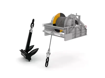 Anchor Mooring Winch and Byers Anchor 3D model