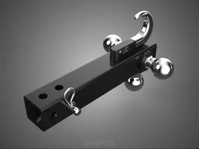 HOOK HITCH BALL MOUNT TRAILER SHANK RECEIVER DRAWBAR TOWING TOW 3D model