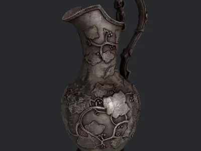 Low Poly PBR Pitcher Vase X 4 Textures  Silver Gold Bronze Iron  Low-poly 3D model