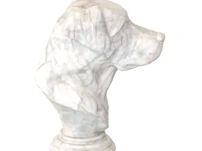 Dog bust marble statues Low-poly 3D model