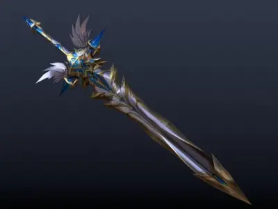 Futuristic Sword Low-poly 3D model 22