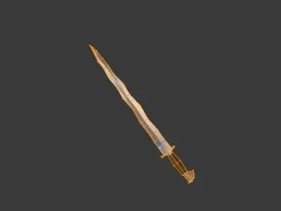 Curved knife or a sword called Kris  Free low-poly 3D model