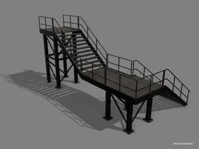 Lowpoly Modular Industrial Stairs Low-poly 3D model