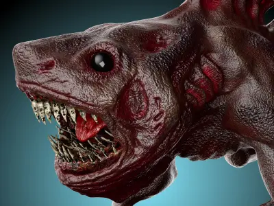 Shark creature Low-poly 3D model