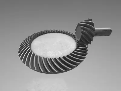 bevel gear with curved teeth Low-poly 3D model