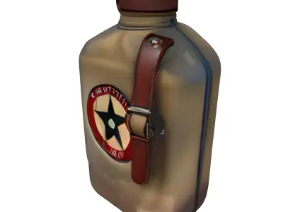 Vintage Military Canvas Canteen Low-poly 3D model