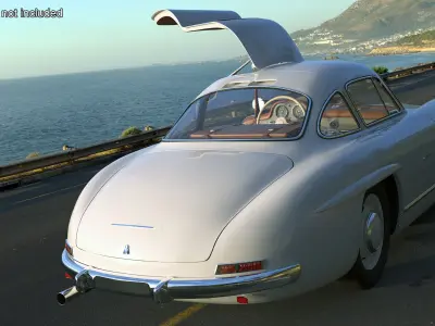 Vintage Collector Sports Car White Rigged for Cinema 4D 3D model