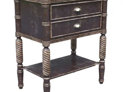 Nightstand bedside table with two drawers Low-poly 3D model