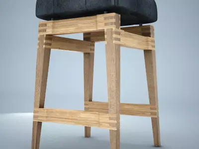 BRIOSCO BLACK LEATHER COUNTER STOOL 3D model