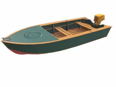 Old Motorboat Low-poly PBR Low-poly 3D model