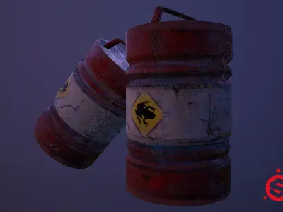 Toxic Barrel Low-poly 3D model