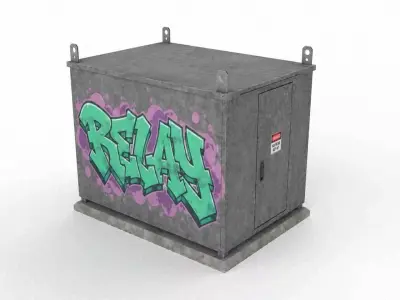 Railway control cabinet Low-poly 3D model