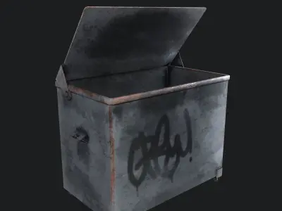 Dirty Trash Container - Pbr Game Ready Low-poly 3D model