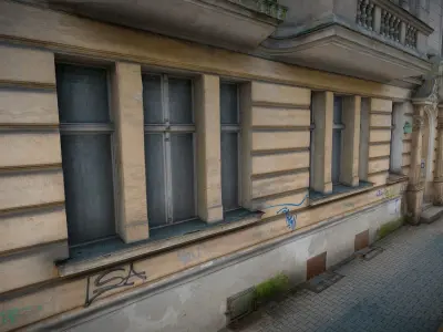 Facade of an Art Nouveau tenement house 02 3D model