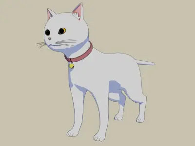 Low-poly Cartoon cat and pet supplies Free low-poly 3D model