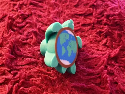 World Turtle Schrader Valve Cap Mythic Globe Tire Accent  3D print model