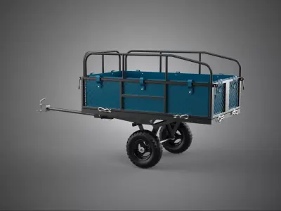 FENCE DRAY TRAILER CART TOW GARDEN TRACTOR SAFETY RAILINGS HITCH 3D model