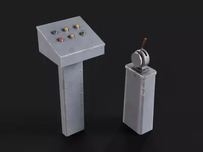 Simple Old Industrial Control Post old 3D model