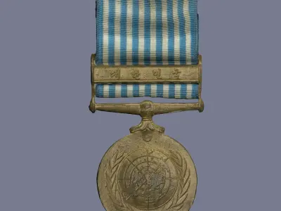 My grandfathers UN medal from forgotten    Korean War 3D model