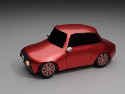 Low-Poly Red Sports Car Game-Ready PBR Vehicle Stylistic FBX OBJ Low-poly 3D model