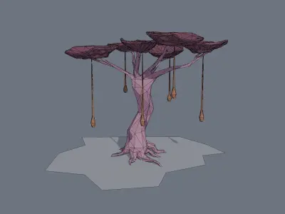 Low-poly stylized sci-fi plant  Low-poly 3D model
