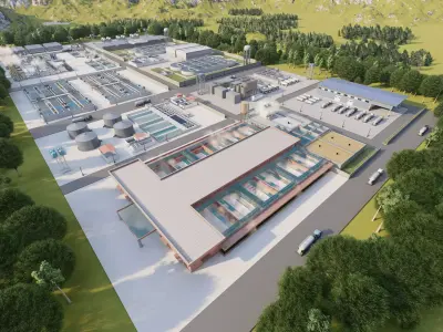 Water treatment plant-Water and Sewage Treatment Plants 3D model
