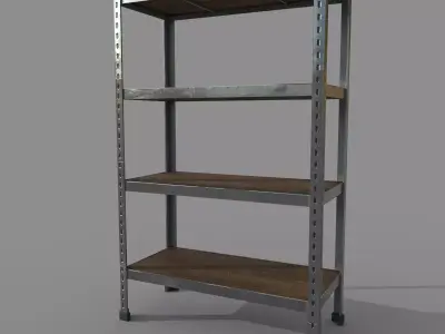 Shelf metal industrial rack Low-poly 3D model