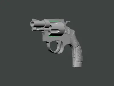 3D Model-GUN0002 revolver 3D print model