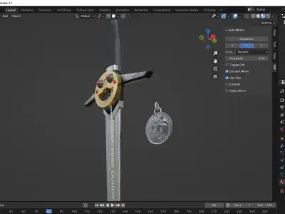 Geralt of Rivia The witcher sword 3D model