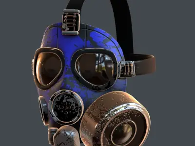 Gas mask helmet 3d model scifi Low-poly  Low-poly 3D model 8