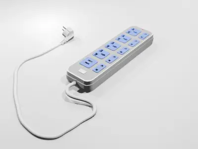 Electricity power strip distributor plug prop Low-poly 3D model
