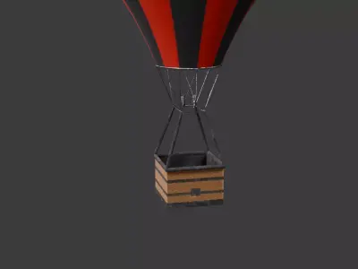 Red black hot air ballon Low-poly 3D model