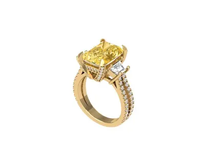 Radiant 3 Stone Art deco Ring  3D print model