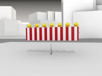 Construction Barrier 6 with animated lights 600-38 500x2000mm Low-poly 3D model