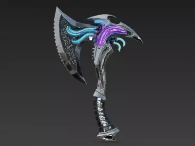 Cartoon Cyber Axe PBR 3D Model Low-poly 3D model