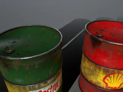 Barrel group of different colored barrels Low-poly 3D model