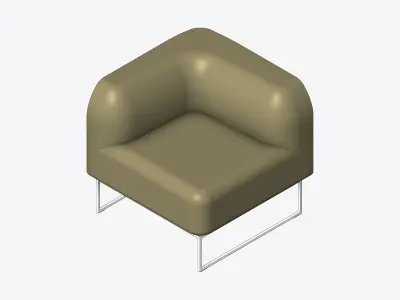 Furniture - Chair - Contemporary - Line - Corner - Right Low-poly 3D model