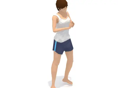 Garland Pose Yoga Exercise Woman Animation Low-poly 3D model