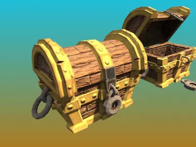 Cartoon Pirate Chest Game Ready Low-poly 3D model