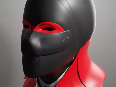 NeonRed Samurai Mask 3D model