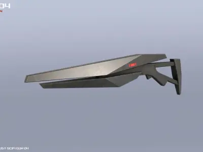 Minimalist scifi gun Low-poly 3D model