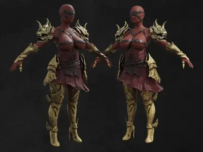 Set Royal Golden Armor Lion Asset Part Low-poly 3D model