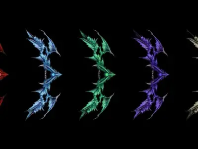 Dragon Scales Bow Low-poly 3D model