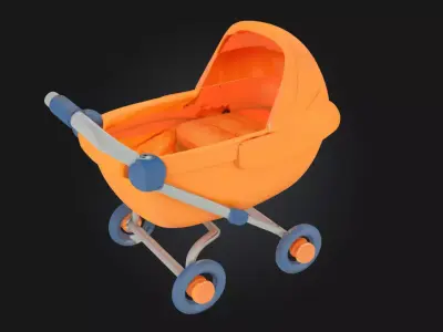 Orange Pram Icon  Whimsical Symbol of Care and Comfort 3D model