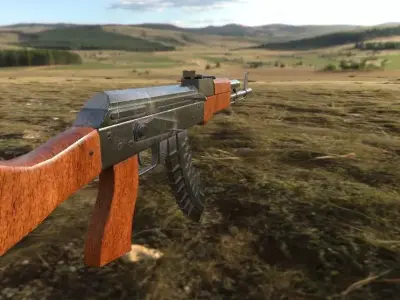 Ak-47 realistic textured moel Low-poly 3D model