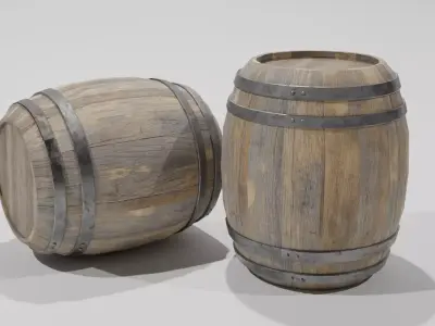 Old Wood Wine Beer Barrel Low Poly Game Ready PBR Low-poly 3D model