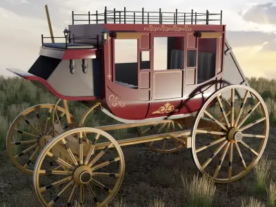 Highly Detailed Vintage Stagecoach 3D model