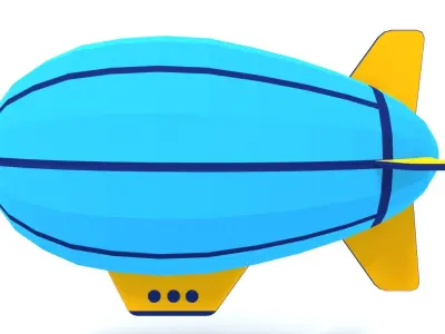 Low Poly Cartoon Zeppelin Low-poly 3D model